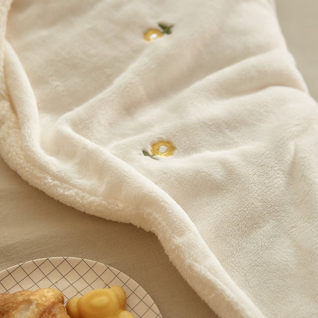 Plush Sherpa Microfiber Embroidered Blanket