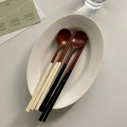 Simple Wooden Chopsticks & Spoon Set