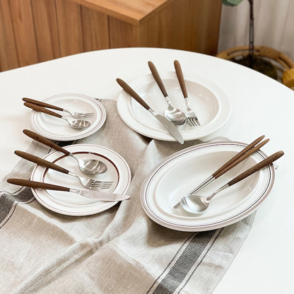 Maple Wood Handle Stainless Steel Cutlery Set (10-Piece)