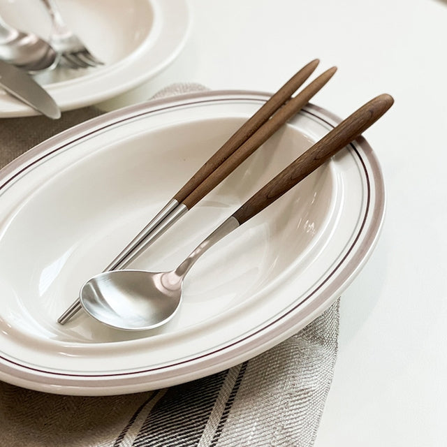 Maple Wood Handle Stainless Steel Cutlery Set (10-Piece)