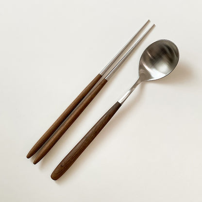 Maple Wood Handle Stainless Steel Cutlery Set (10-Piece)