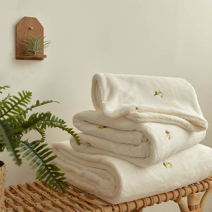 Plush Sherpa Microfiber Embroidered Blanket
