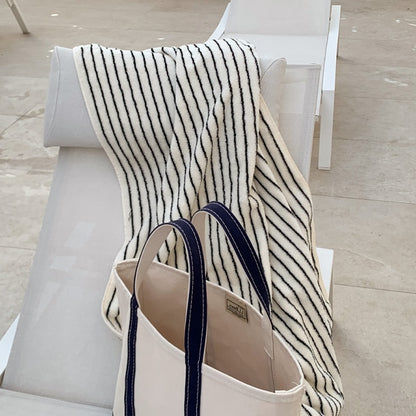 Cotton Modern Stripe Oversized Bath & Beach Towel