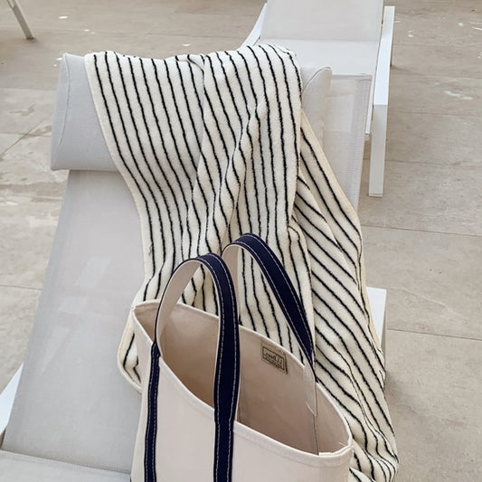 Cotton Modern Stripe Oversized Bath & Beach Towel