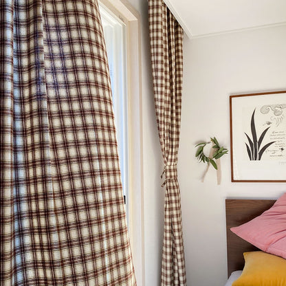 Cozy Brown Plaid Curtain