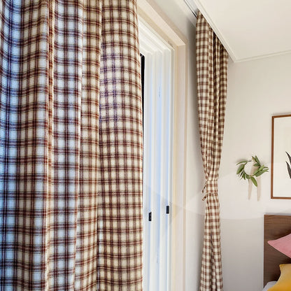 Cozy Brown Plaid Curtain