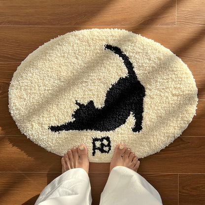 Elegant Cat Silhouette Accent Rug