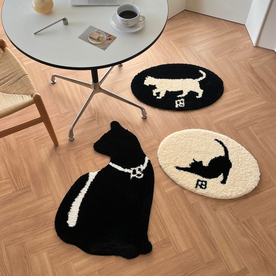 Elegant Cat Silhouette Accent Rug