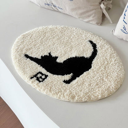 Elegant Cat Silhouette Accent Rug