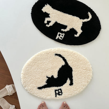 Elegant Cat Silhouette Accent Rug