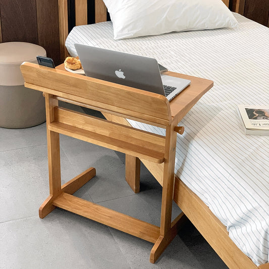 Wood Sofa Side Table with Raised Edge