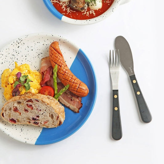 Color-Block Marble Ceramic Round Plate