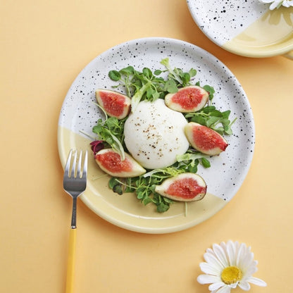 Color-Block Marble Ceramic Round Plate