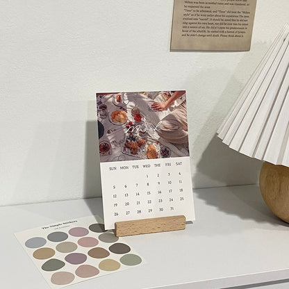 2027 Mini Desk Calendar with Wood Stand