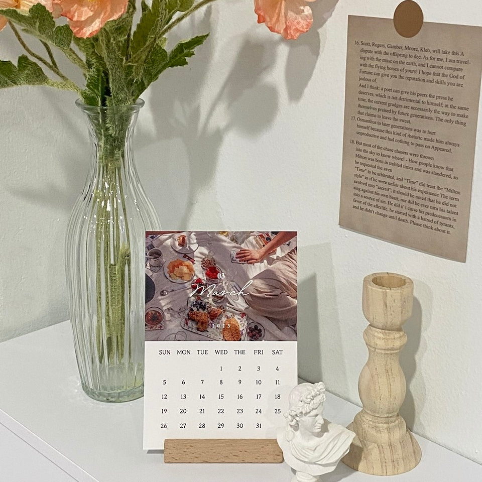 2027 Mini Desk Calendar with Wood Stand
