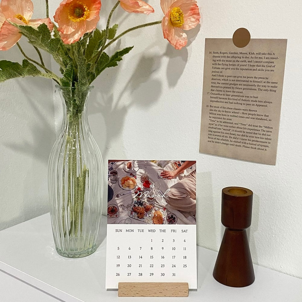 2027 Mini Desk Calendar with Wood Stand