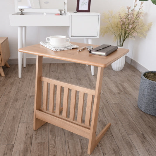 Wooden Side Table with Magazine Rack