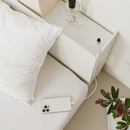 Low Bed Headboard with Concealed Shelf Storage