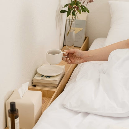 Low Bed Headboard with Concealed Shelf Storage