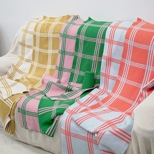Verde Check Knit Blanket