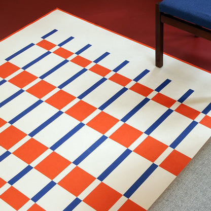 Checkered Chenille Mid-Century Area Rug