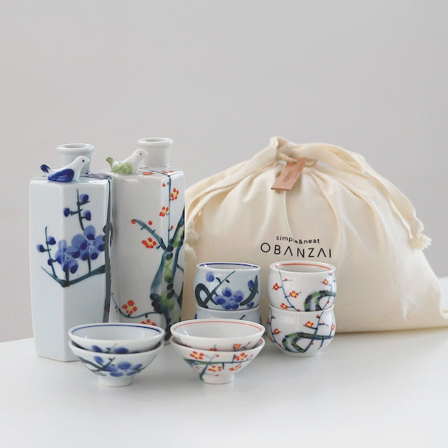 Bird & Blossom Porcelain Sake Gift Set