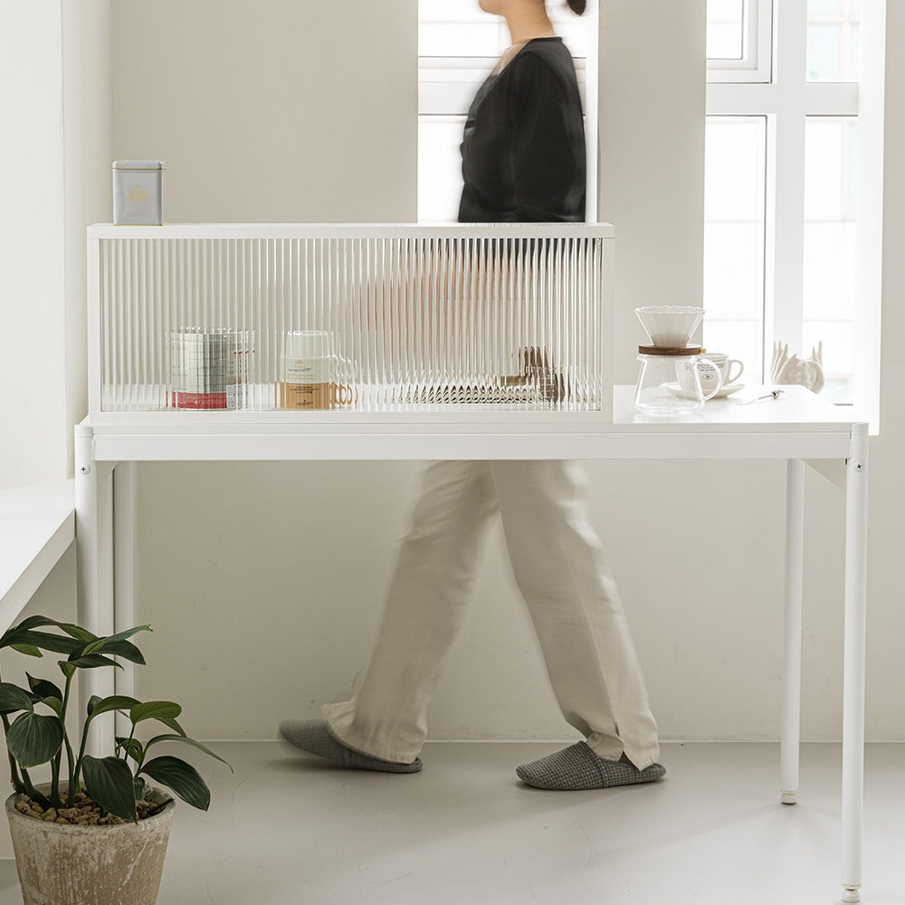 Milky LPM Glass Kitchen Island Partition