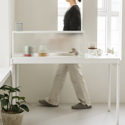 Milky LPM Glass Kitchen Island Partition