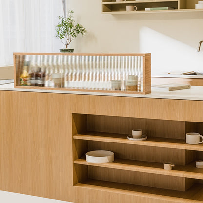 Milky LPM Glass Kitchen Island Partition
