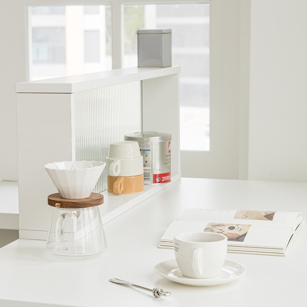 Milky LPM Glass Kitchen Island Partition