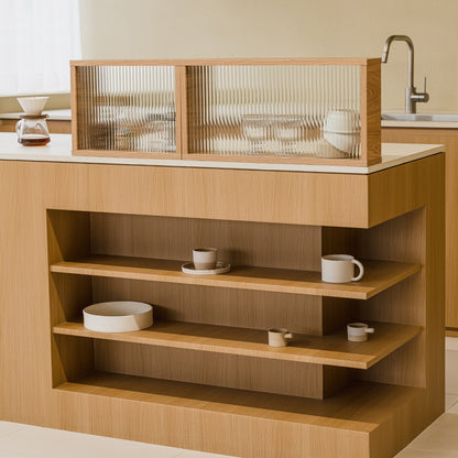 Milky LPM Glass Kitchen Island Partition