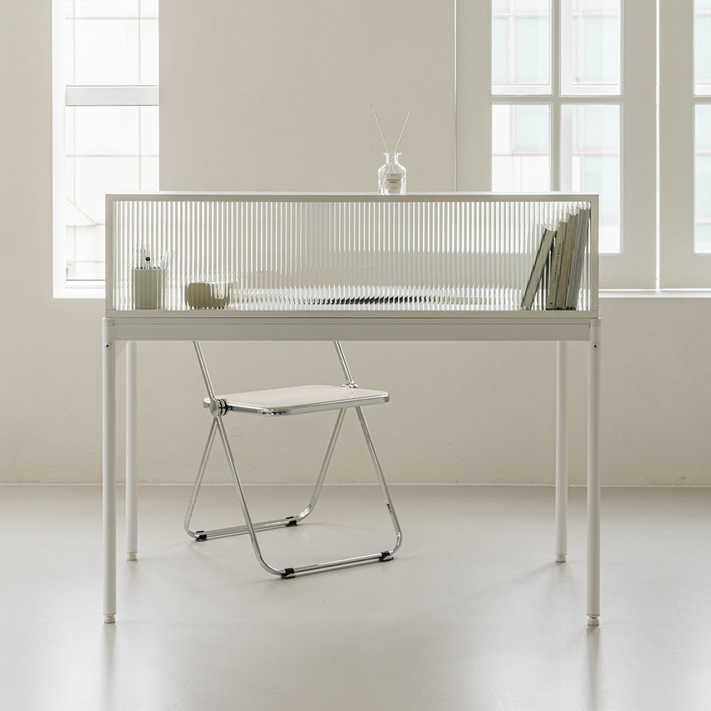 Milky LPM Glass Kitchen Island Partition