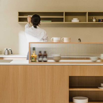 Milky LPM Glass Kitchen Island Partition