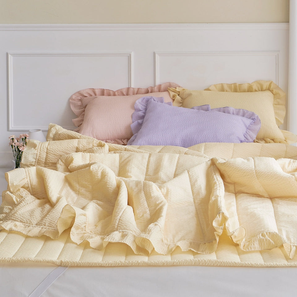 Pop Frill Seersucker Summer Comforter & Pillowcase Set