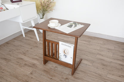 Wooden Side Table with Magazine Rack