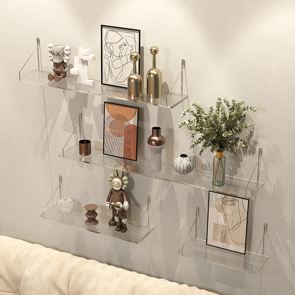 No-Drill Clear Acrylic Wall Shelf