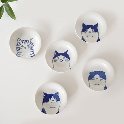 Cat Illustration Porcelain Dish Set – 5 Piece