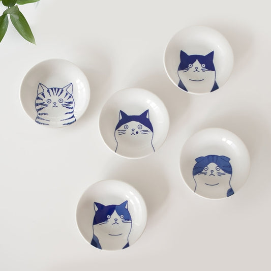 Cat Illustration Porcelain Dish Set – 5 Piece