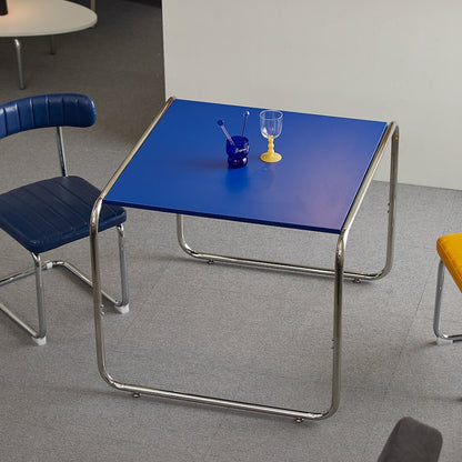 Colorful Square Chrome Legged Table