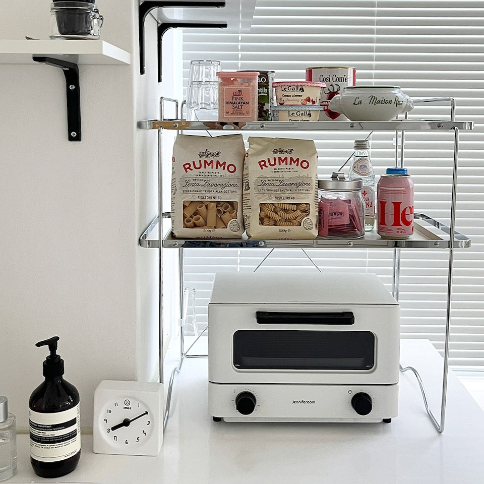 Butter Yellow Mid-Century Microwave Shelf