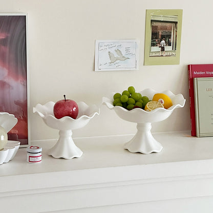 Fluted Ceramic Pedestal Tray