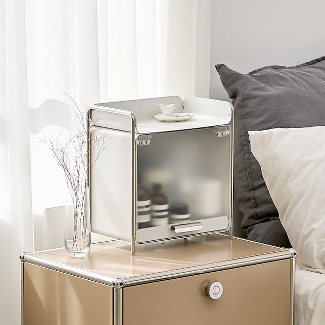 White Sliding Door Metal Storage Cabinet