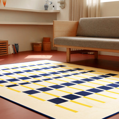 Checkered Chenille Mid-Century Area Rug