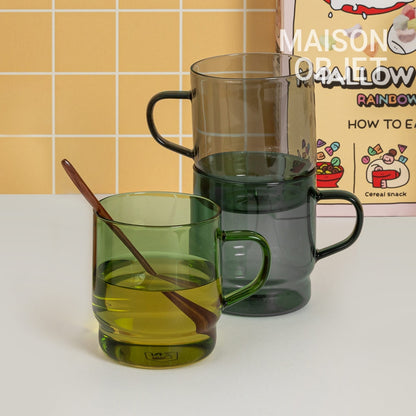 Stackable Colored Glass Mug Set of 2