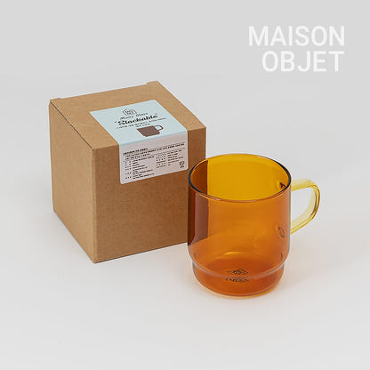 Stackable Colored Glass Mug Set of 2