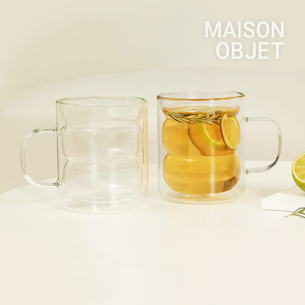 Nuvola Wave Double-Wall Glass Mug (Set of 2)