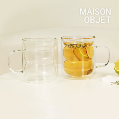 Nuvola Wave Double-Wall Glass Mug (Set of 2)