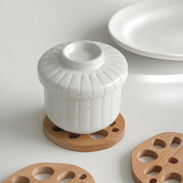 Wood Lotus Root Spoon Rest & Coaster Set (2-Piece)
