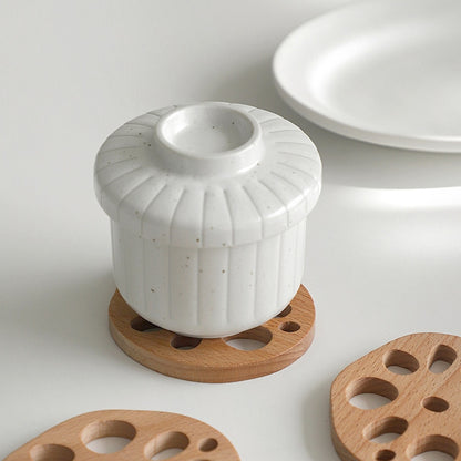 Wood Lotus Root Spoon Rest & Coaster Set (2-Piece)