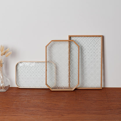 Walnut Wood Glass Tray
